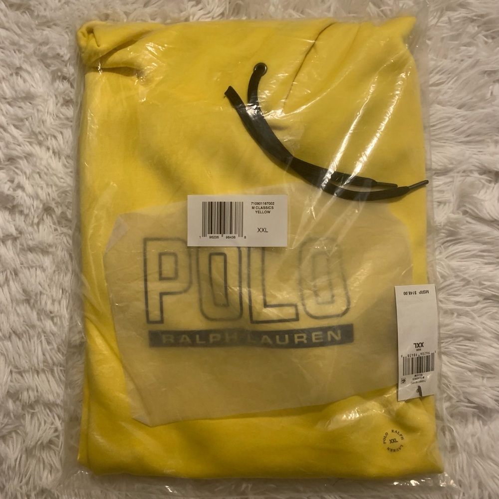 Polo Ralph Lauren Yellow Hooded Sweatshirt Hoodie - Picture 2 of 6